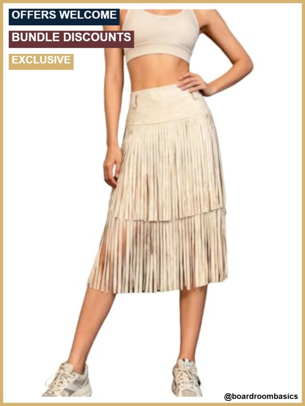 Western Fringe Midi Skirt Boho Cowgirl Concert Outfit